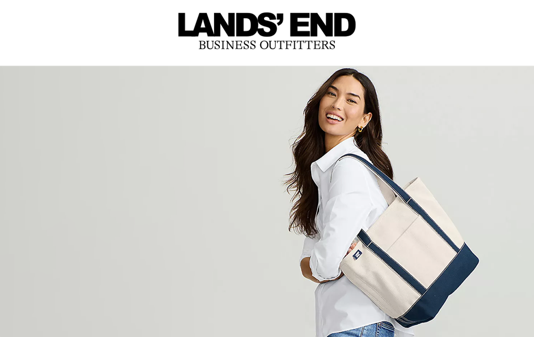 Lands' End, woman with tote bag
