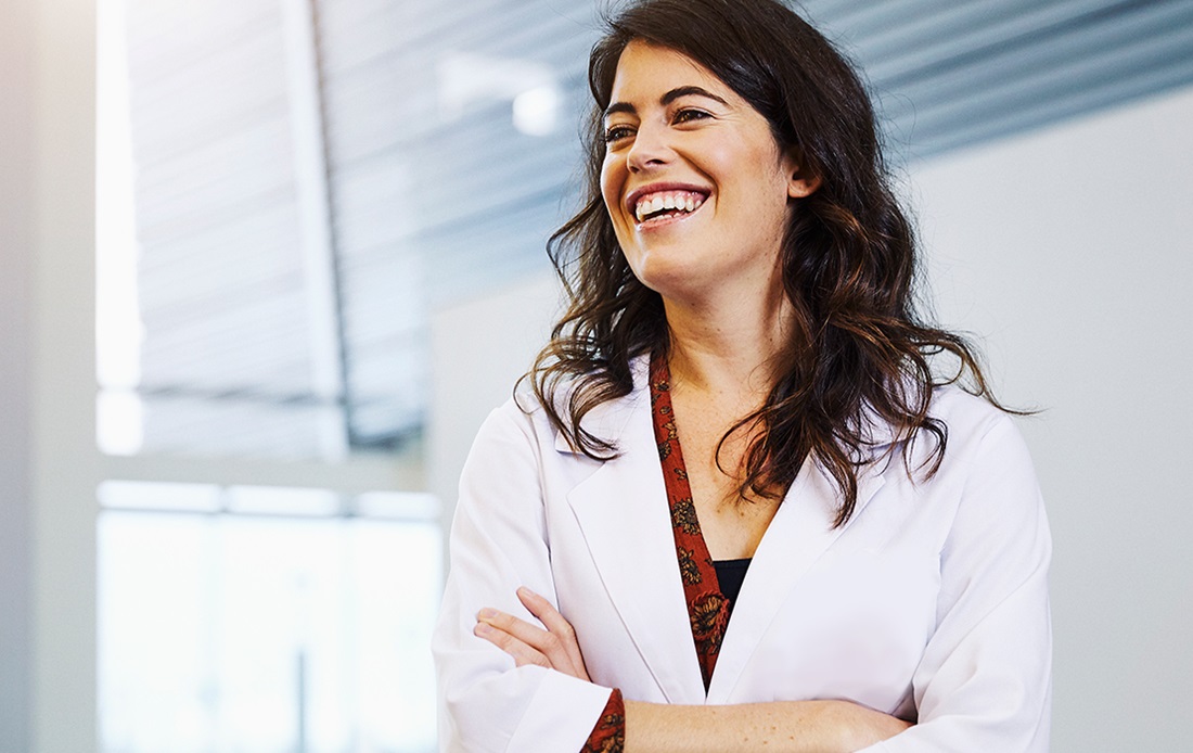 Female dentist smiling